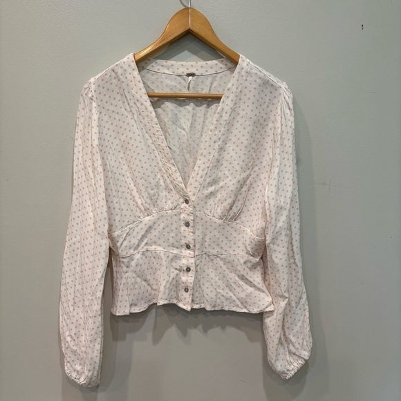 Free People Tops - Free People Love Street Pink Ivory Top Women’s Size Medium